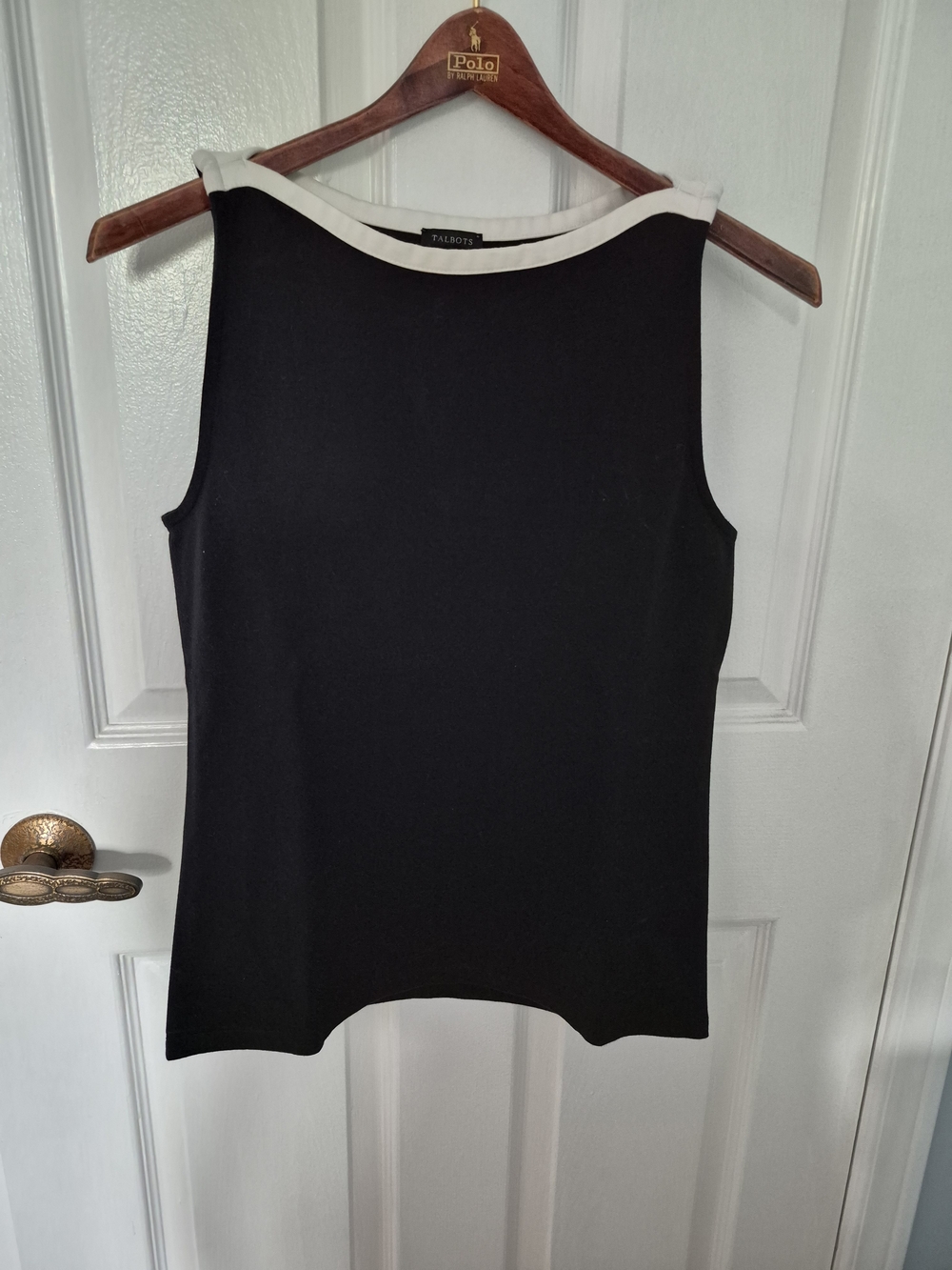 Talbots Black Tank Top with White Trim